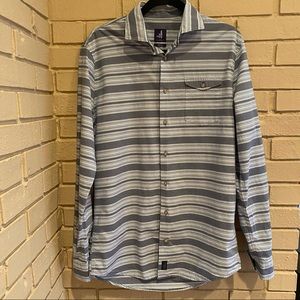 Johnnie O Blue White Button Up Shirt Men's Medium M Stripe Surf West Coast